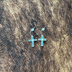 Montana Silversmiths Blue Cross Earrings